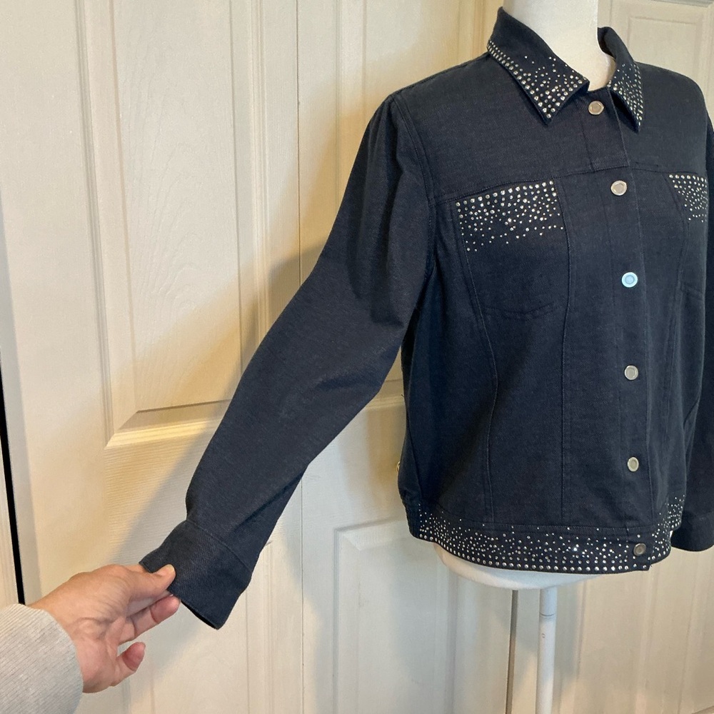 🌹🌹🌹 Alfred Dunner Blue Cotton Jacket - 14 P - Picture 3 of 6